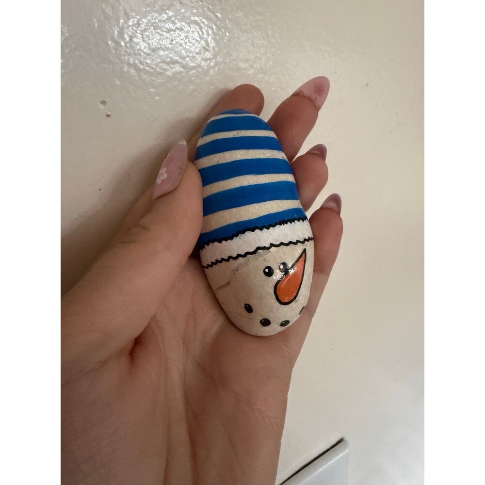 Snowman painted rock